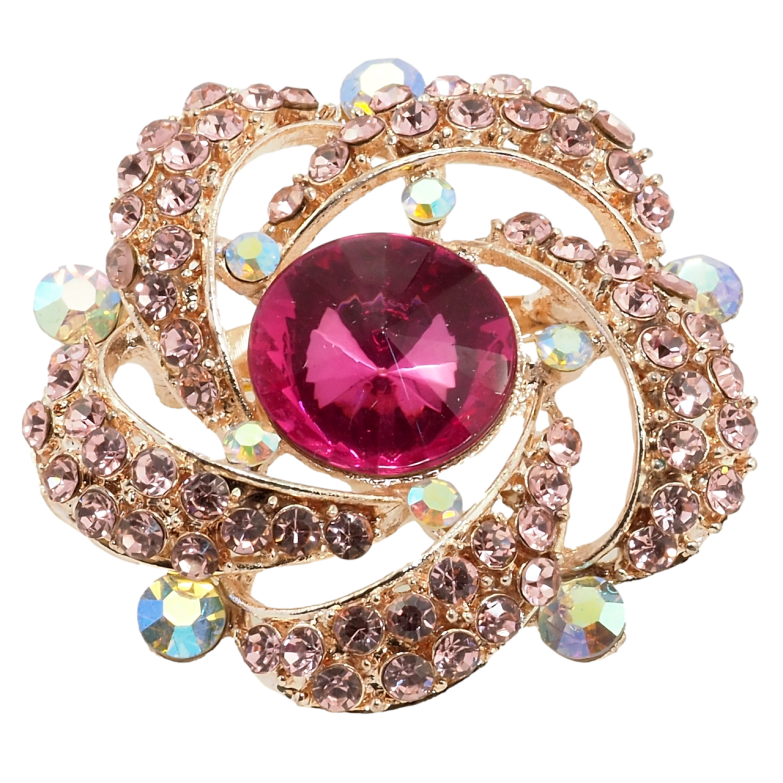 Брошь Цветок с розовыми стразами фото №1 Брошь Цветок с розовыми стразами фото №1