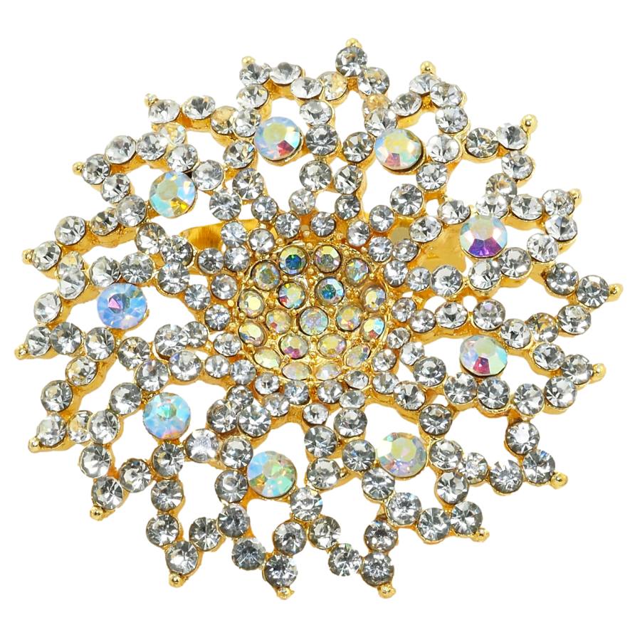 Брошка Квітка з райдужними стразами фото №1