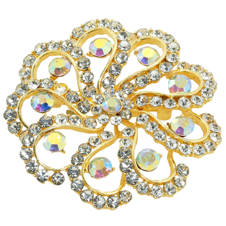 Брошь Цветок с радужными стразами фото №1 Брошь Цветок с радужными стразами фото №1
