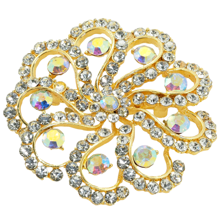 Брошь Цветок с радужными стразами фото №1 Брошь Цветок с радужными стразами фото №1
