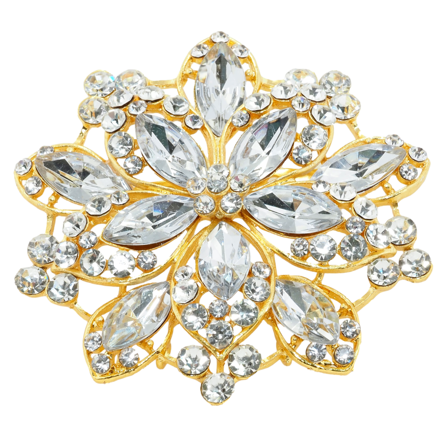 Брошка Декоративна квітка зі стразами фото №1 Брошка Декоративна квітка зі стразами фото №1