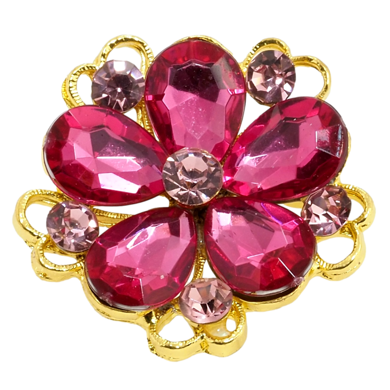 Брошь Цветок из розовых кристаллов фото №1