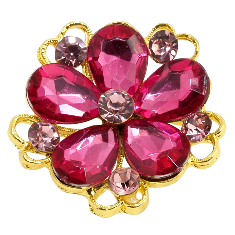 Брошка Квітка з рожевих кристалів фото №1 Брошка Квітка з рожевих кристалів фото №1