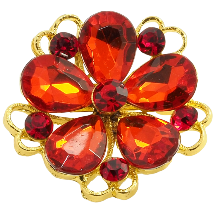 Брошка Квітка з червоних кристалів фото №2