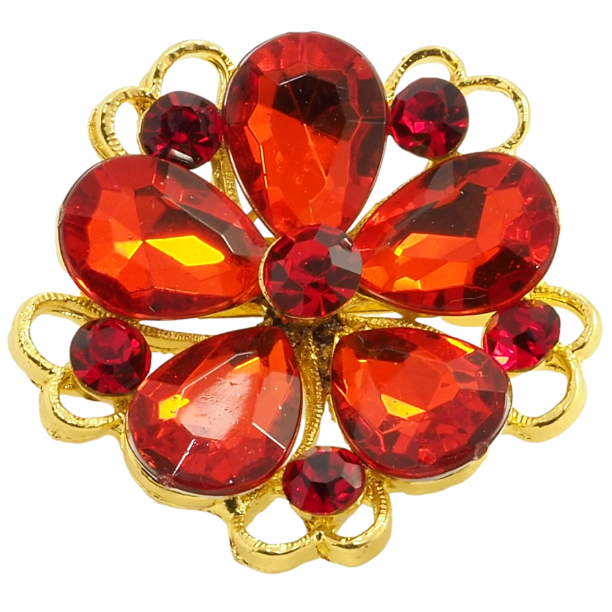 Брошка Квітка з червоних кристалів фото №1 Брошка Квітка з червоних кристалів фото №1