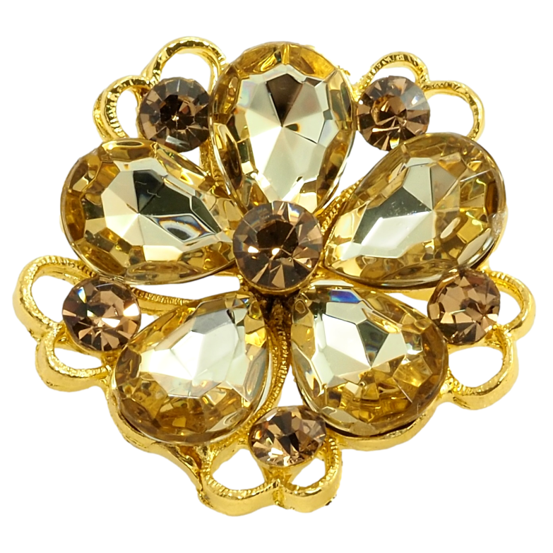 Брошка Квітка із золотистих кристалів фото №1 Брошка Квітка із золотистих кристалів фото №1