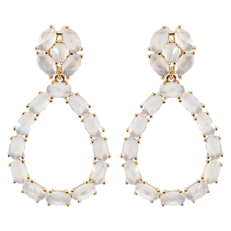 Сережки Xuping Позолота 18K пусети Крапельки з димчато-рожевими фіанітами фото №1