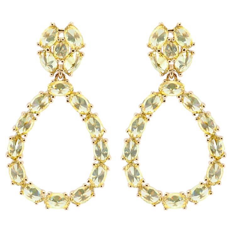 Сережки Xuping Позолота 18K пусети Крапельки з жовтими фіанітами фото №3