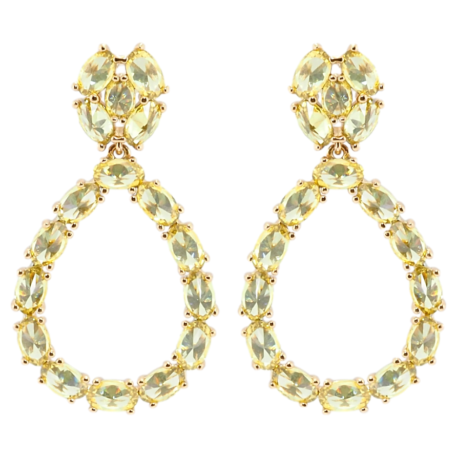 Сережки Xuping Позолота 18K пусети Крапельки з жовтими фіанітами фото №1