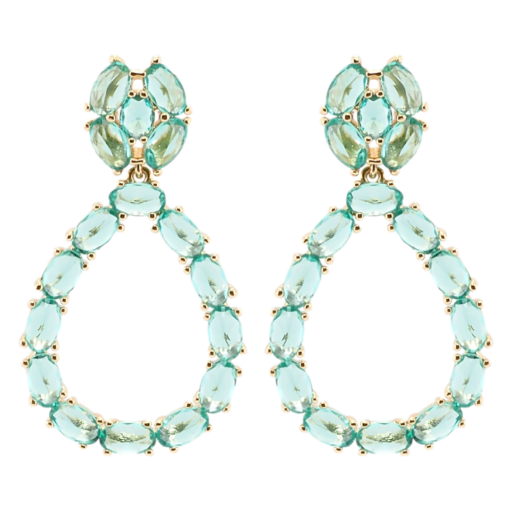 Сережки Xuping Позолота 18K пусети Крапельки з бірюзовими фіанітами фото №5