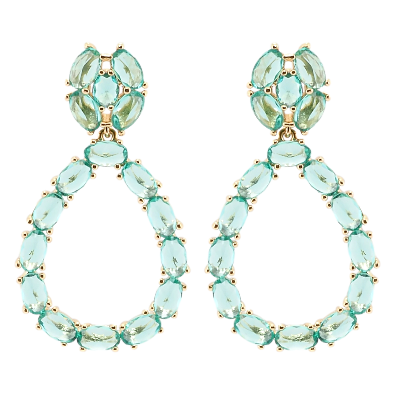 Сережки Xuping Позолота 18K пусети Крапельки з бірюзовими фіанітами фото №1 Сережки Xuping Позолота 18K пусети Крапельки з бірюзовими фіанітами фото №1
