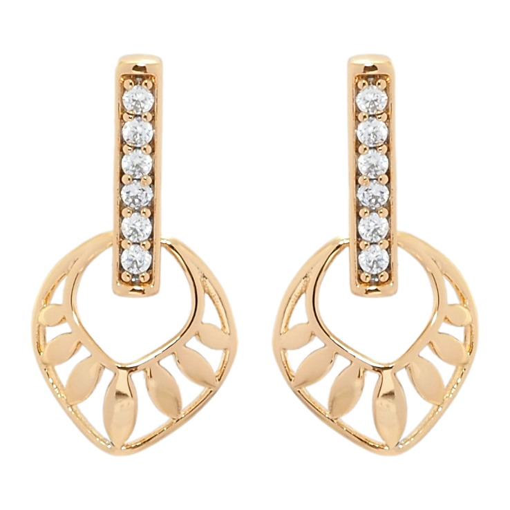 Сережки Xuping Позолота 18K пусети Листики фото №24