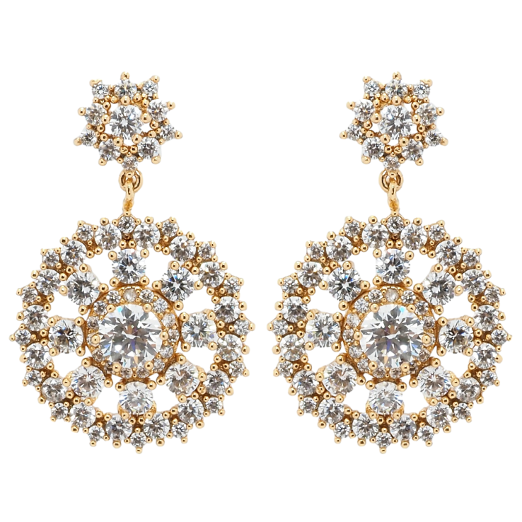 Сережки Xuping Позолота 18K пусети Круглі підвіски інкрустація цирконієм фото №25