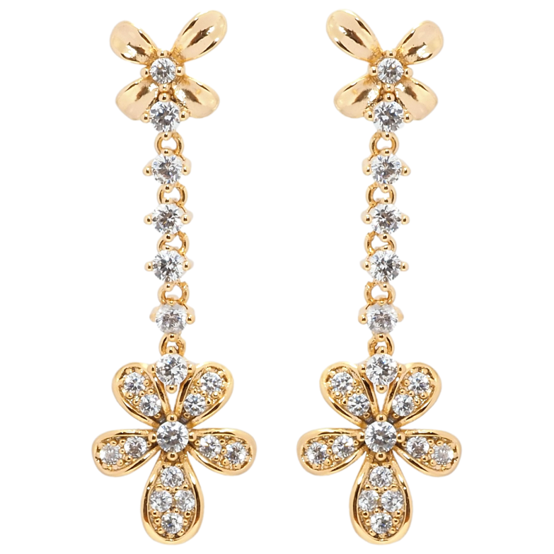 Серьги Xuping Позолота 18K пусеты Цветочные подвески фото №1