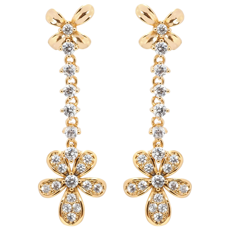 Серьги Xuping Позолота 18K пусеты Цветочные подвески фото №1