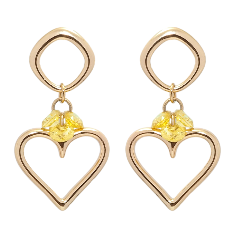Сережки Xuping Позолота 18K пусети Романтичні підвіски з жовтими фіанітами фото №1