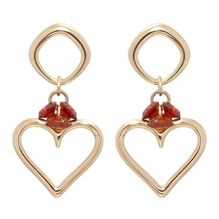 Сережки Xuping Позолота 18K пусети Романтичні підвіски з червоними фіанітами фото №14