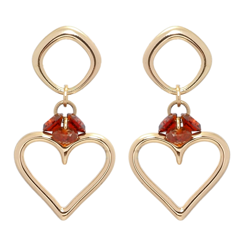 Серьги Xuping Позолота 18K пусеты Романтические подвески с красными фианитами фото №1