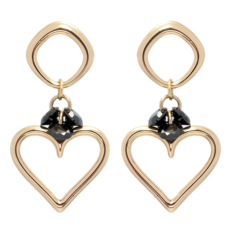 Серьги Xuping Позолота 18K пусеты Романтические подвески с черными фианитами фото №1