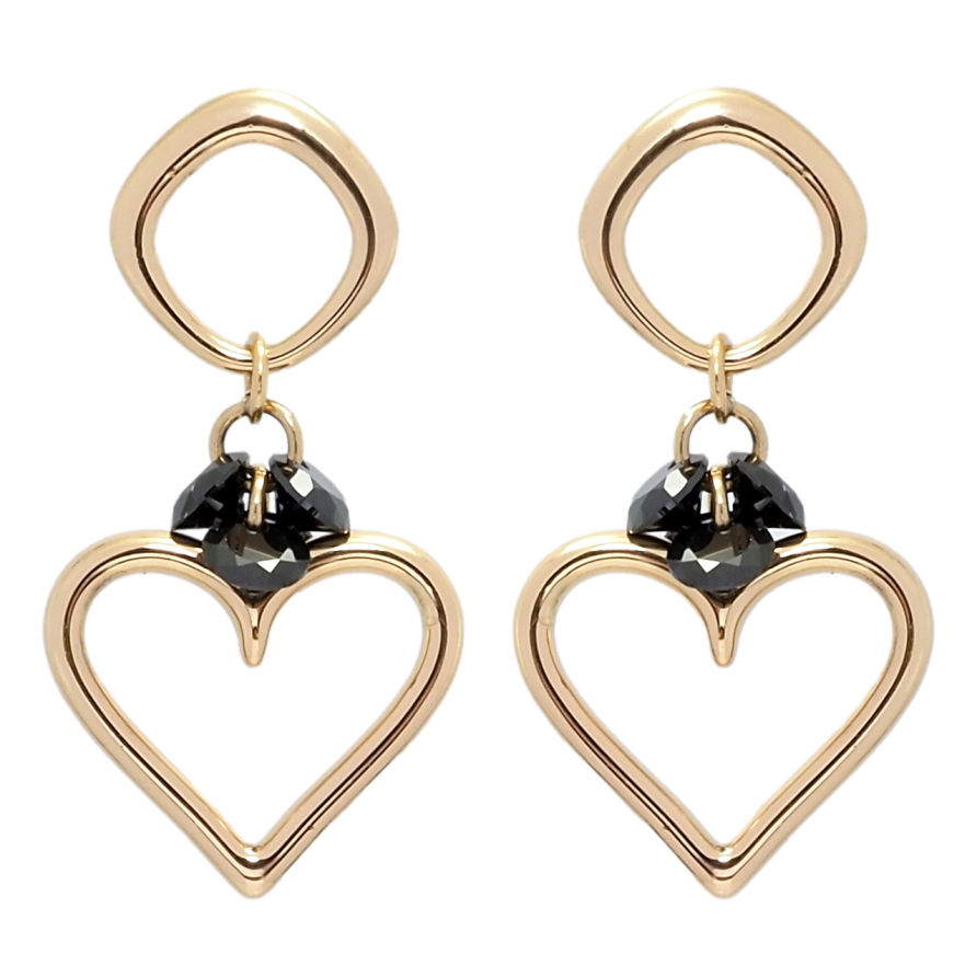 Сережки Xuping Позолота 18K пусети Романтичні підвіски з чорними фіанітами фото №1