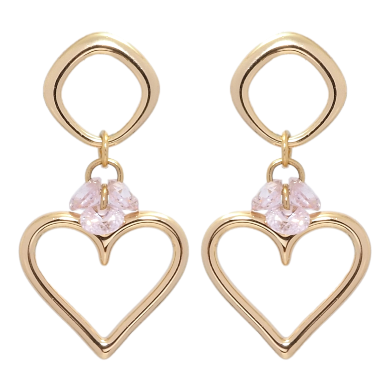 Серьги Xuping Позолота 18K пусеты Романтические подвески с розовыми фианитами фото №1