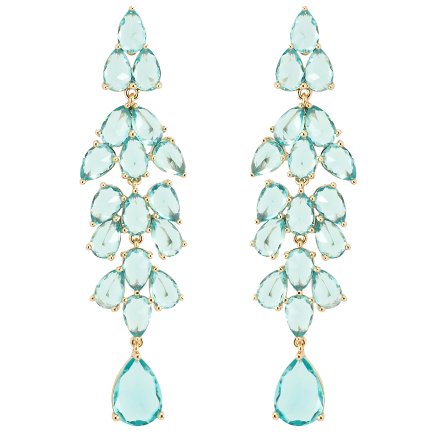 Серьги Xuping Позолота 18K пусеты Элегантные подвески из бирюзовых фианитов фото №1 Серьги Xuping Позолота 18K пусеты Элегантные подвески из бирюзовых фианитов фото №1