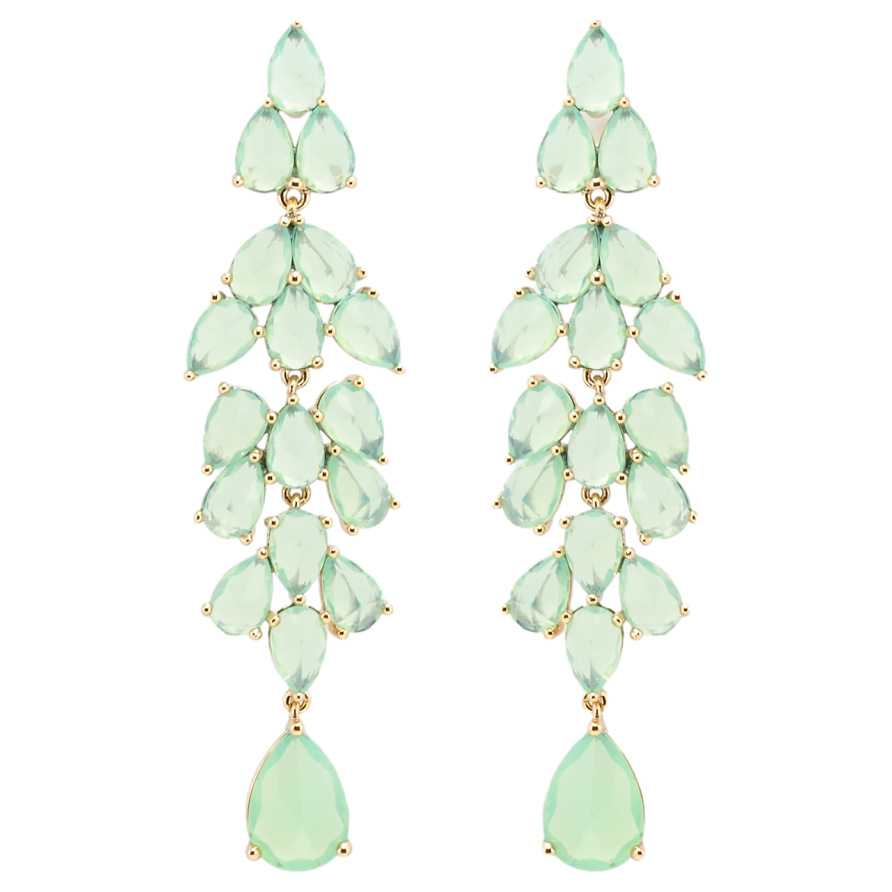 Серьги Xuping Позолота 18K пусеты Элегантные подвески из салатовых фианитов фото №1 Серьги Xuping Позолота 18K пусеты Элегантные подвески из салатовых фианитов фото №1