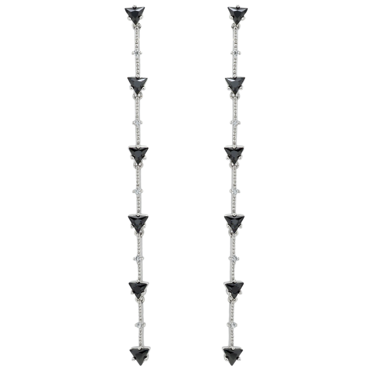 Серьги Xuping Родий пусеты Подвески с черными фианитами фото №7