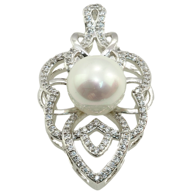 Кулон Xuping Родій Листик з цирконієм та перлиною для ланцюжка до 2мм фото №22