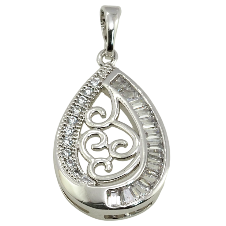 Кулон Xuping Родій Крапелька з цирконієм і вензельним візерунком для ланцюжка до 5мм фото №24