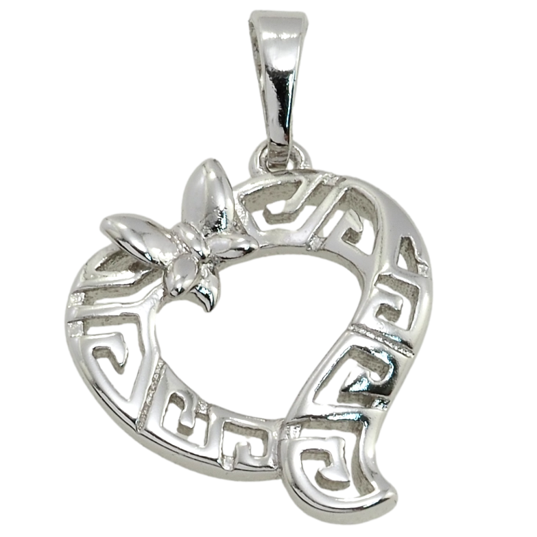 Кулон Xuping Родій Серце з метеликом для ланцюжка до 5мм фото №1