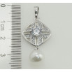 Кулон Xuping Родій Ромб з цирконієм та перловою підвіскою для ланцюжка до 4мм фото №2