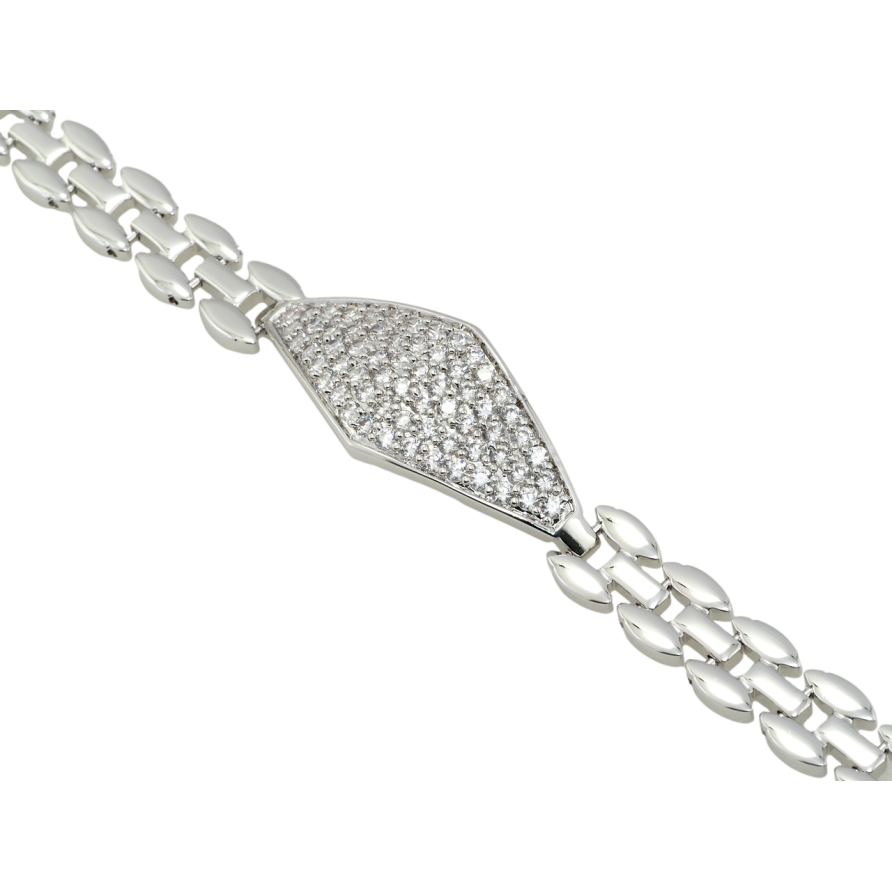 Браслет Xuping Родий Вставка ромб с инкрустацией цирконием размер 17см х 9мм фото №1