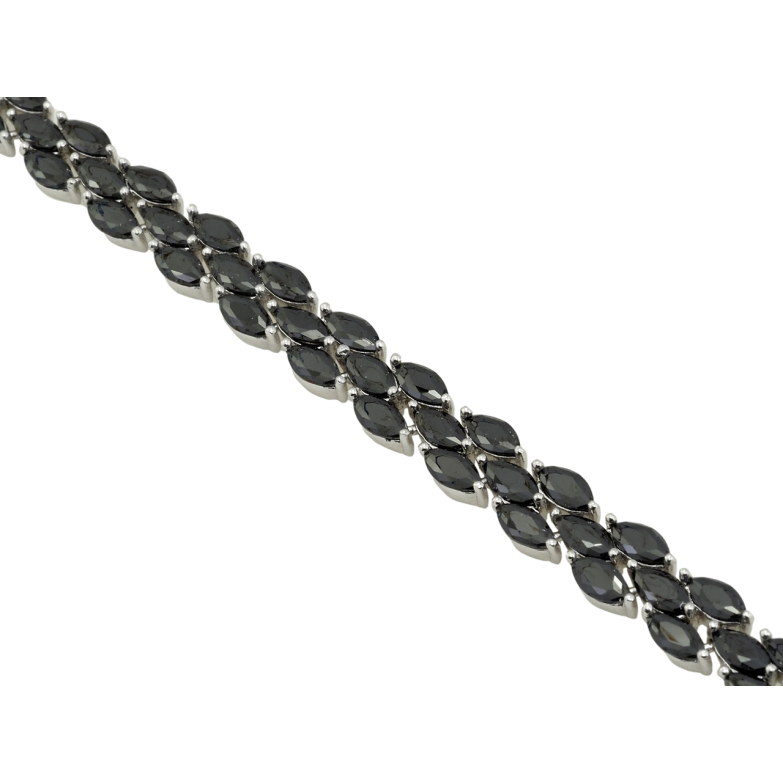 Браслет Xuping Родий Дорожка черных фианитов размер с доп.замком 17,19.5см х 8мм фото №1