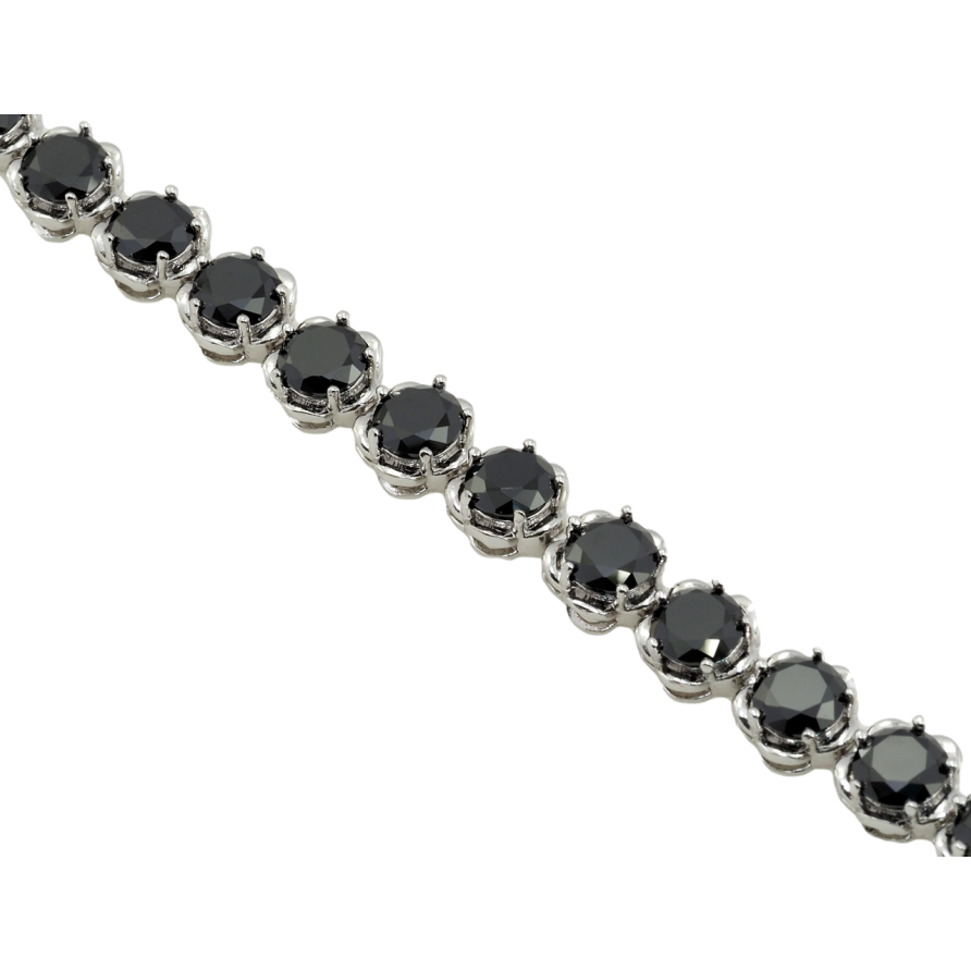 Браслет Xuping Родій Доріжка квіточок з чорними фіанітами довжина з дод. замком 17.5,19.5см х 8мм фото №1 Браслет Xuping Родій Доріжка квіточок з чорними фіанітами довжина з дод. замком 17.5,19.5см х 8мм фото №1