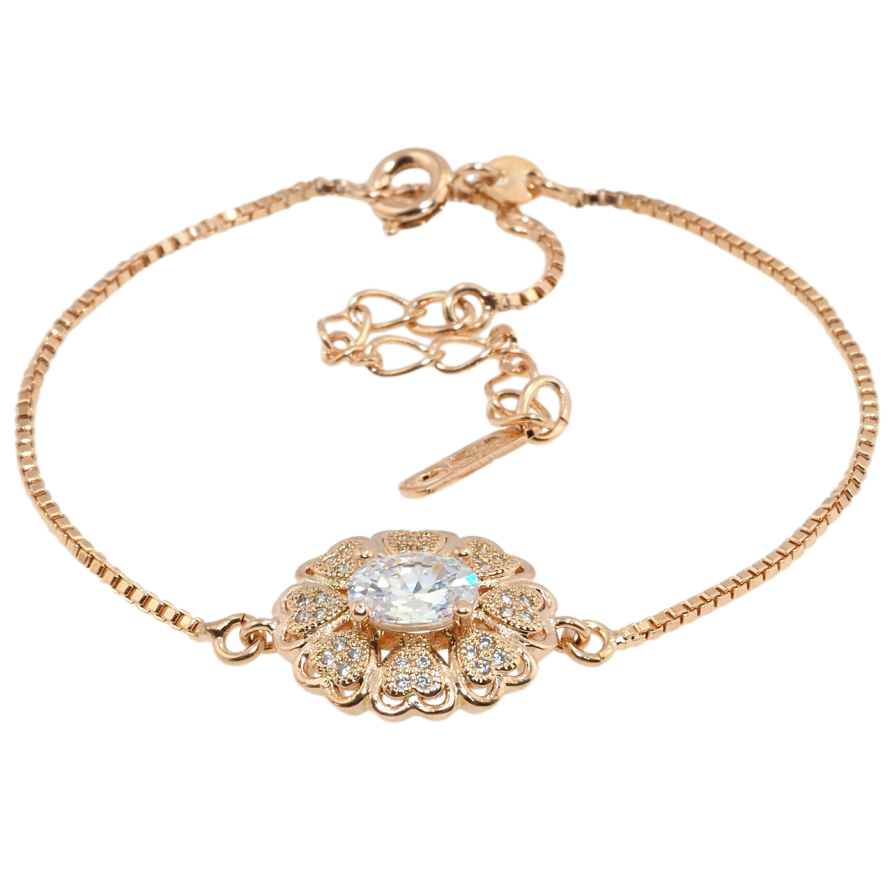 Браслет Xuping Позолота РО Плетение Венецианское с вставкой цветок длина с доп. звеном и цеп.16.5-23см х 1мм фото №1 Браслет Xuping Позолота РО Плетение Венецианское с вставкой цветок длина с доп. звеном и цеп.16.5-23см х 1мм фото №1