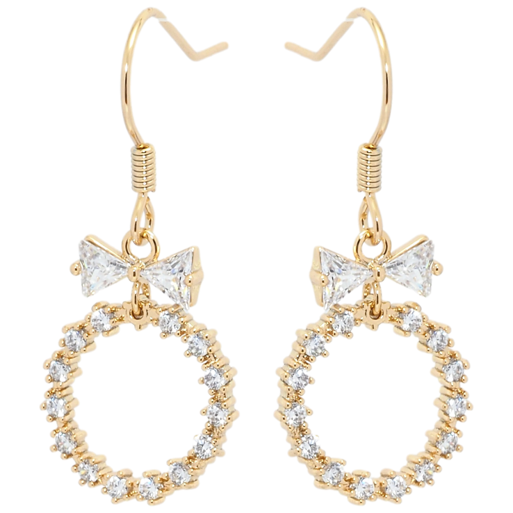 Серьги Xuping Позолота 18K французский замок Кристальные банты с колечками фото №14 Серьги Xuping Позолота 18K французский замок Кристальные банты с колечками фото №14