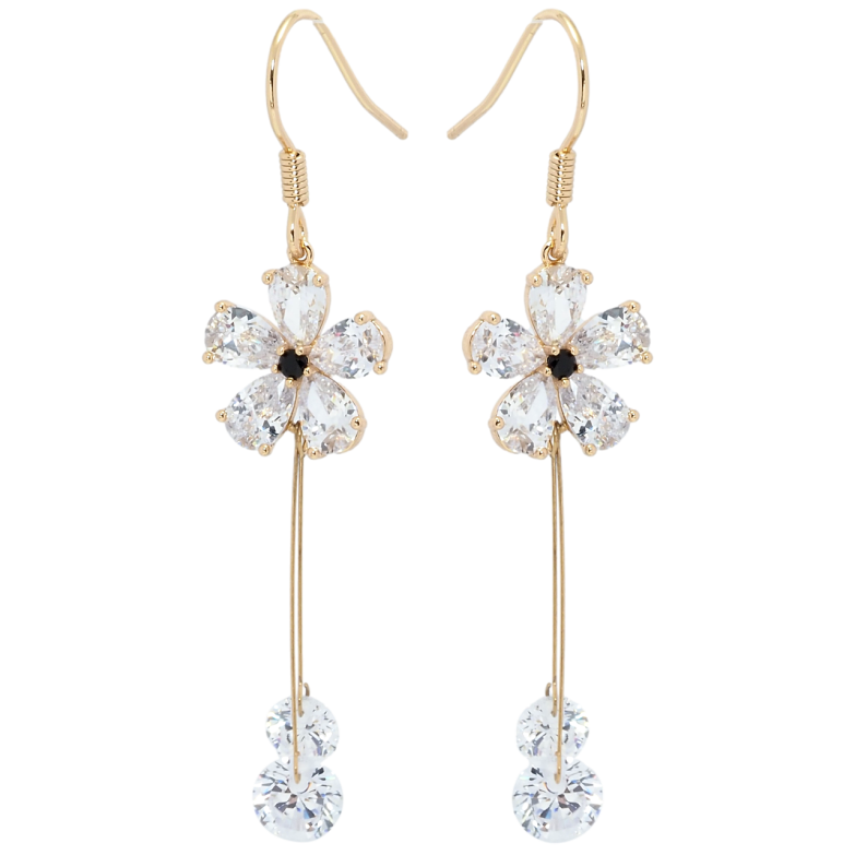 Серьги Xuping Позолота 18K французский замок Кристальные цветочки фото №3 Серьги Xuping Позолота 18K французский замок Кристальные цветочки фото №3