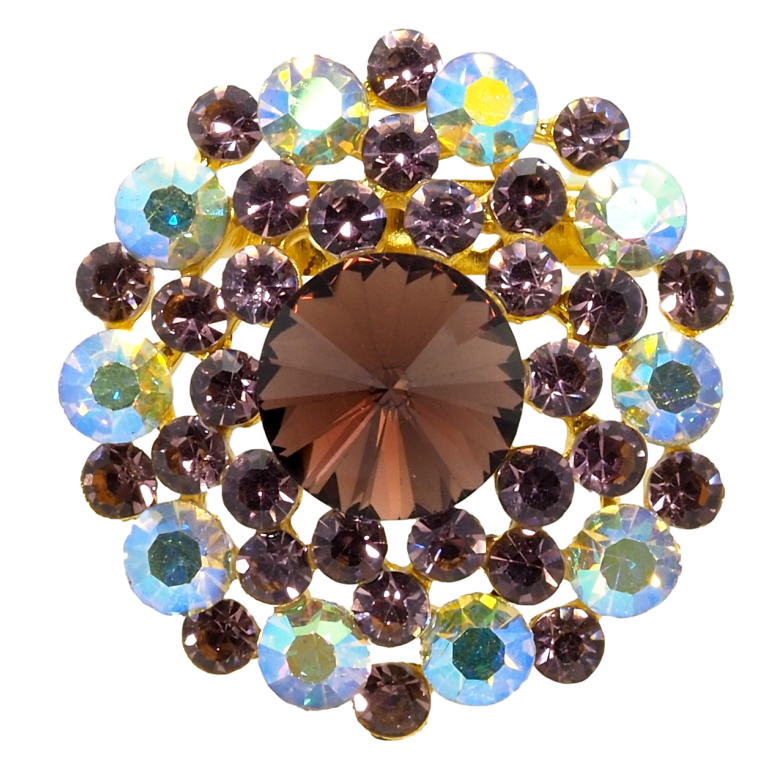 Брошь Цветок с бордовыми и радужными стразами фото №1 Брошь Цветок с бордовыми и радужными стразами фото №1