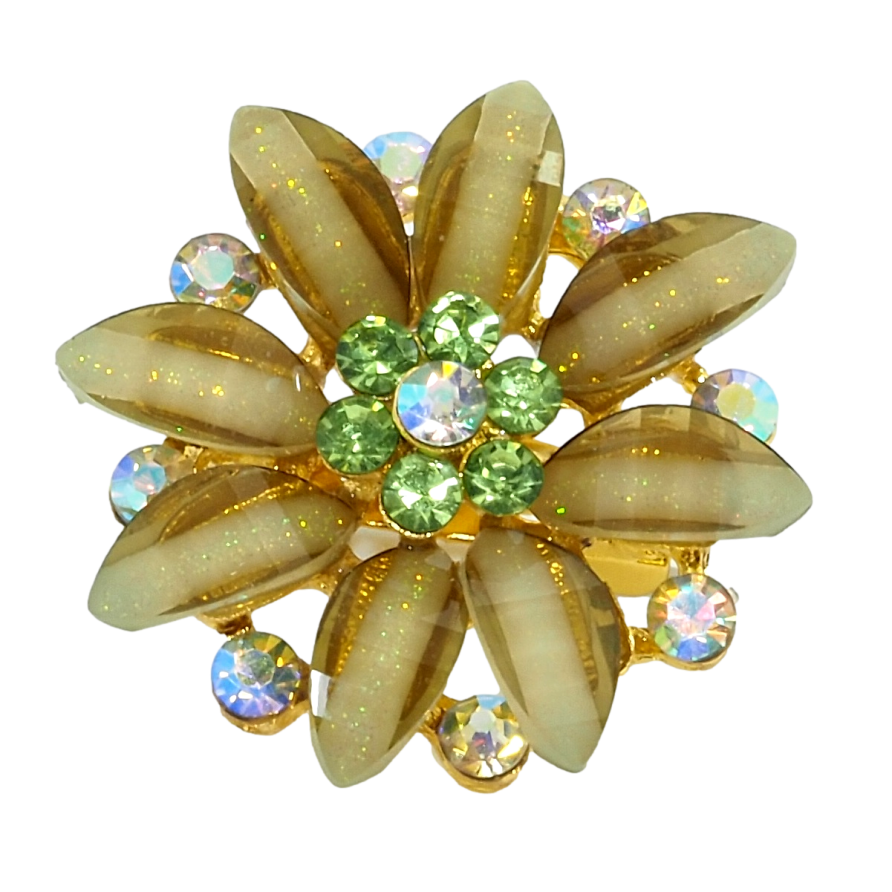 Брошь Цветок с зелеными стразами фото №1 Брошь Цветок с зелеными стразами фото №1