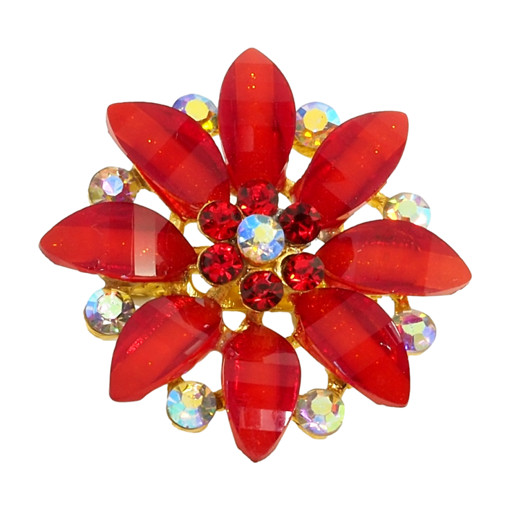 Брошка Квітка з червоними стразами фото №18 Брошка Квітка з червоними стразами фото №18
