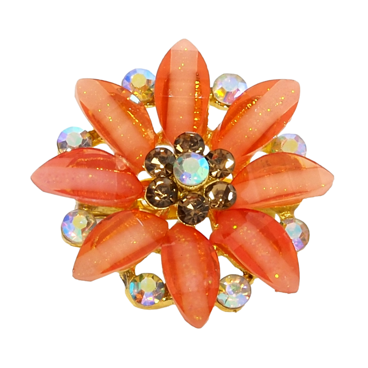 Брошь Цветок с оранжевыми стразами фото №20 Брошь Цветок с оранжевыми стразами фото №20
