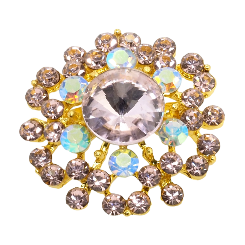 Брошка Квітка з рожевими стразами фото №1