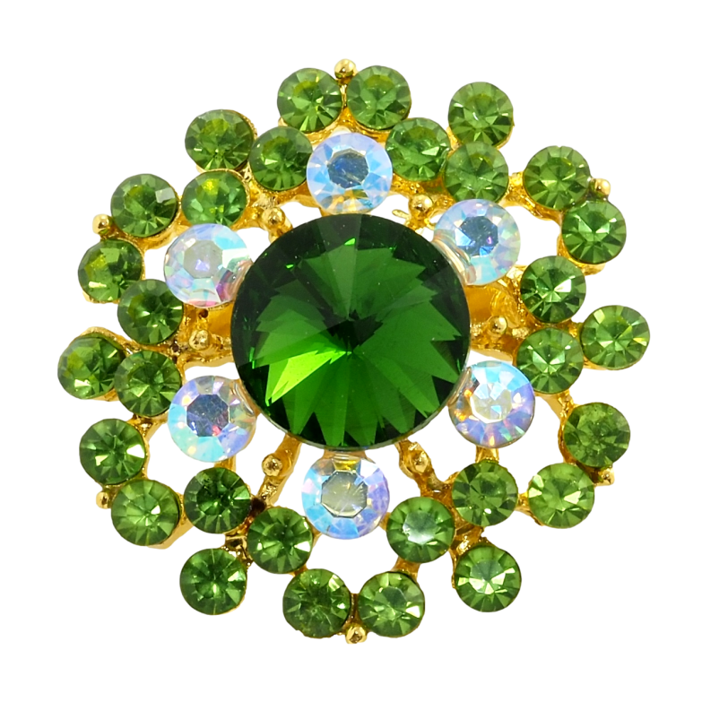 Брошка Квітка із зеленими стразами фото №1 Брошка Квітка із зеленими стразами фото №1