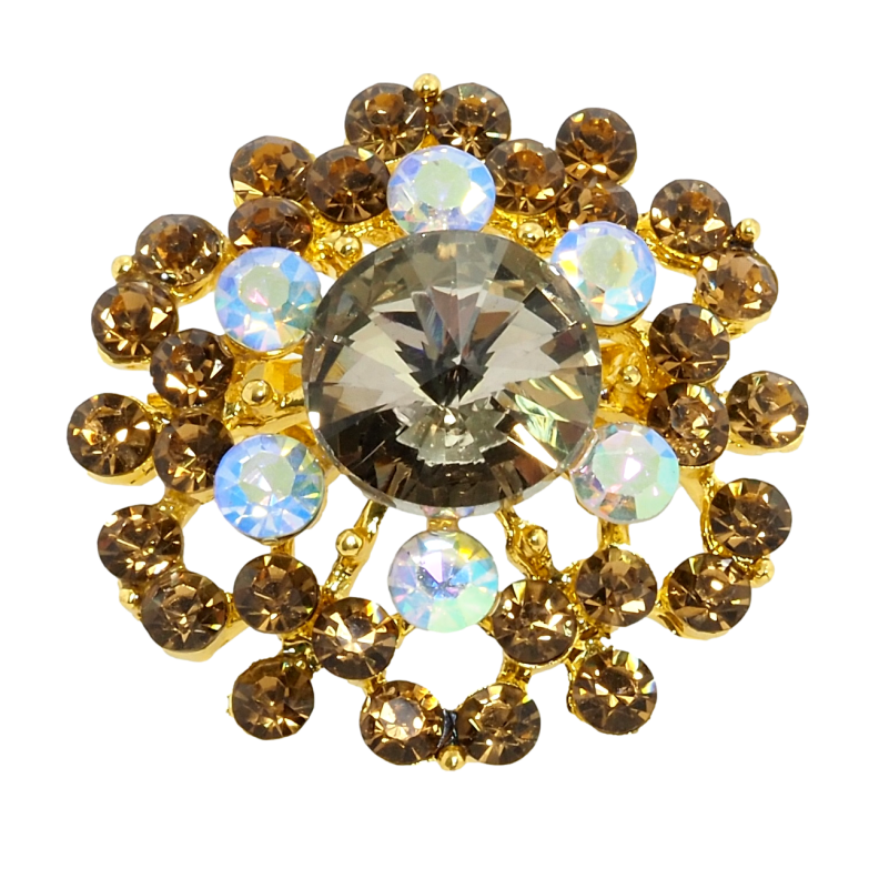 Брошь Цветок с коричневыми стразами фото №1