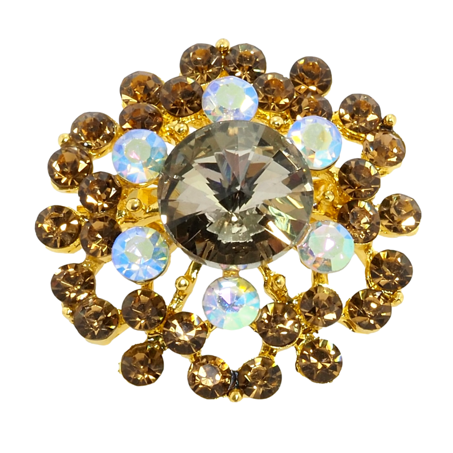 Брошь Цветок с коричневыми стразами фото №1 Брошь Цветок с коричневыми стразами фото №1