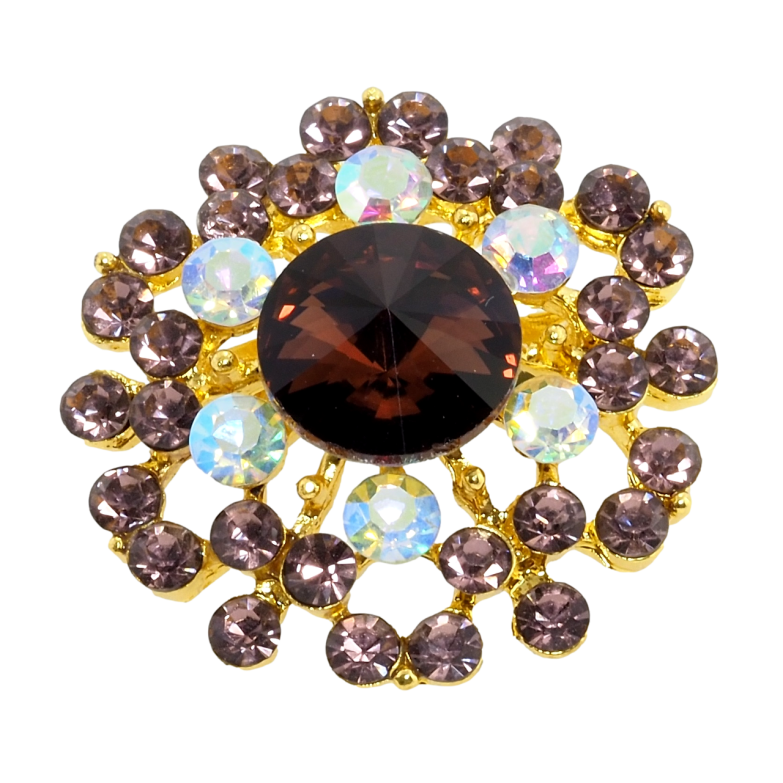 Брошка Квітка з бордовими стразами фото №1