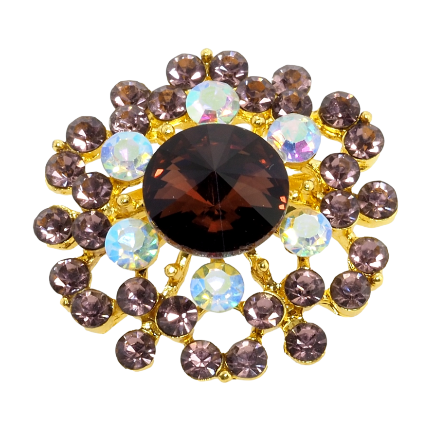 Брошь Цветок с бордовыми стразами фото №1 Брошь Цветок с бордовыми стразами фото №1