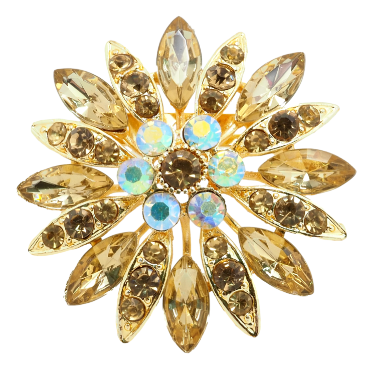 Брошка Квітка із золотистими стразами фото №7 Брошка Квітка із золотистими стразами фото №7