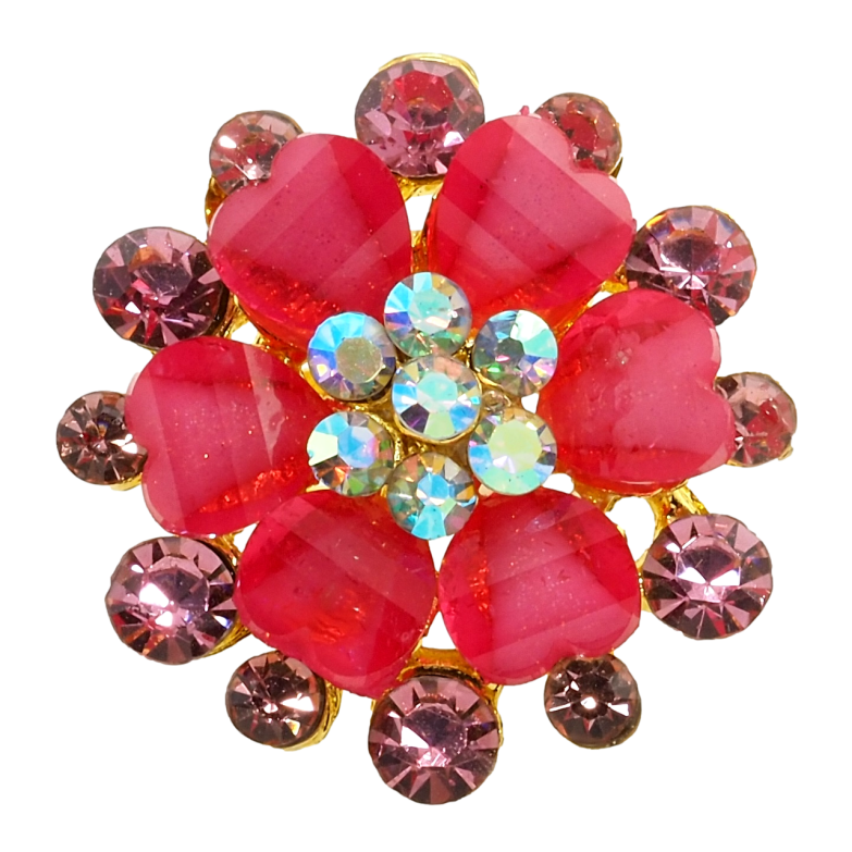 Брошь Цветок с розовыми стразами фото №1 Брошь Цветок с розовыми стразами фото №1